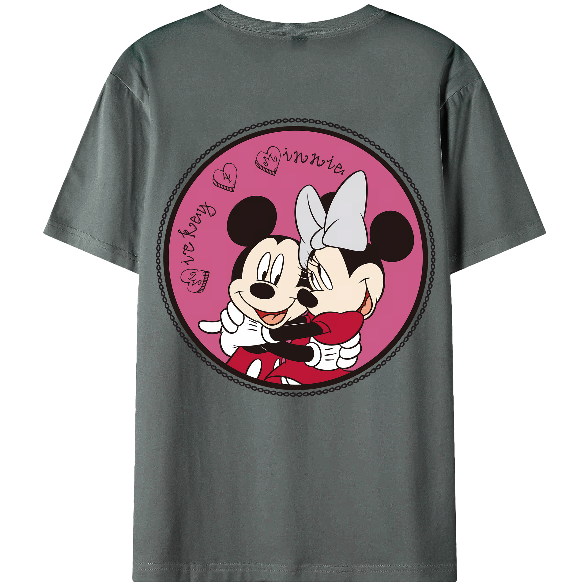 （画像用） ミッキーマウス Mickey Mouse 綿100％ メンズ半袖Tシャツ（バックプリント） 通気性